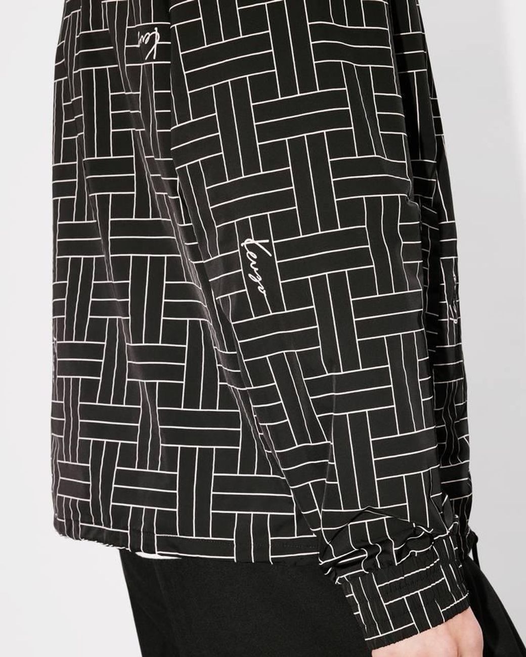 KENZO Black Weave Printed Windbreaker for men