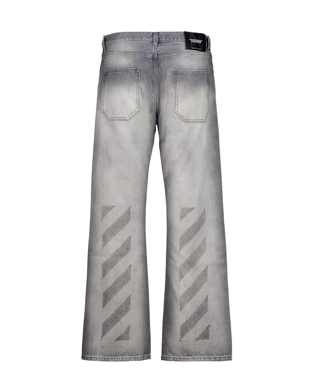 Off-White c/o Virgil Abloh Gray Diagonal Embroidery Slim Relaxed Jeans for men