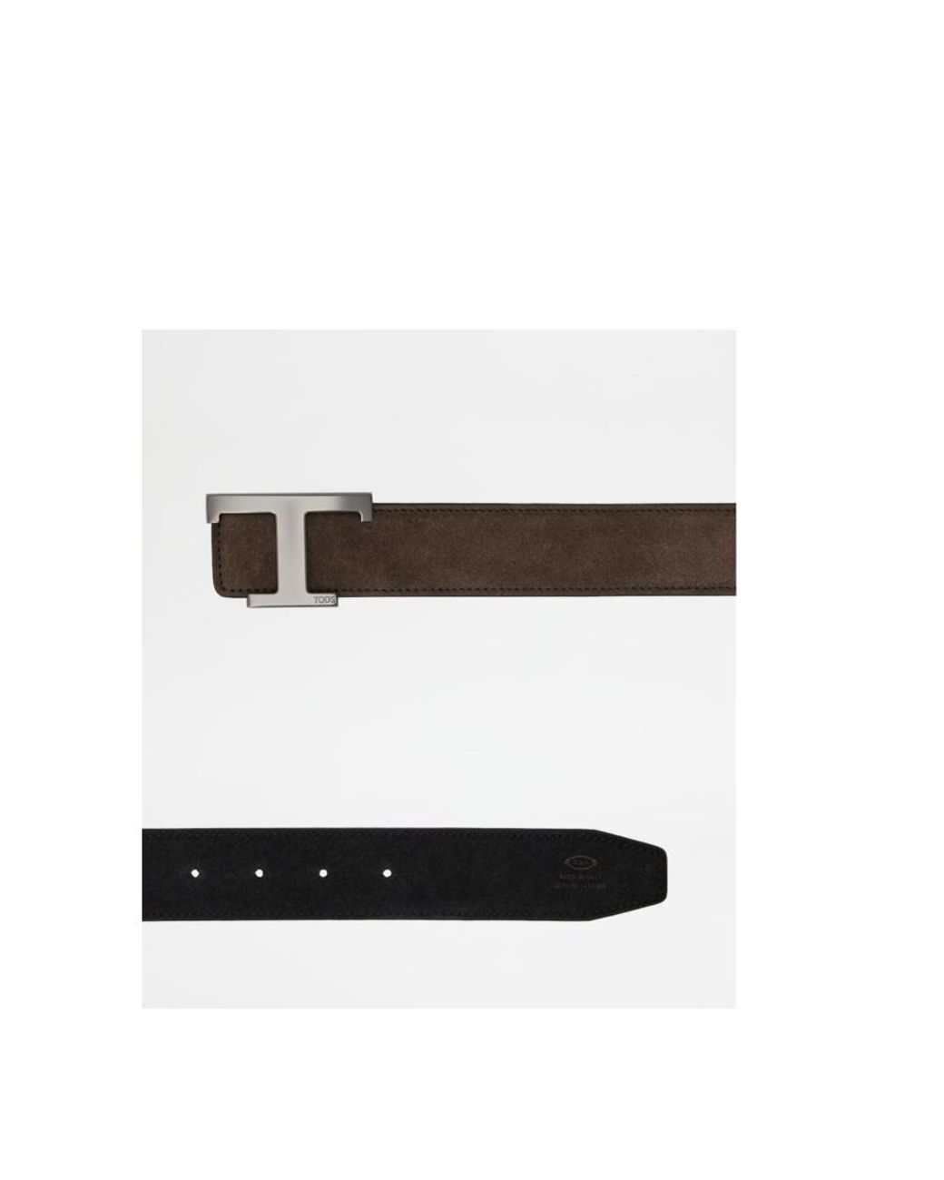 Tod's Brown T Buckle Leather Belt for men