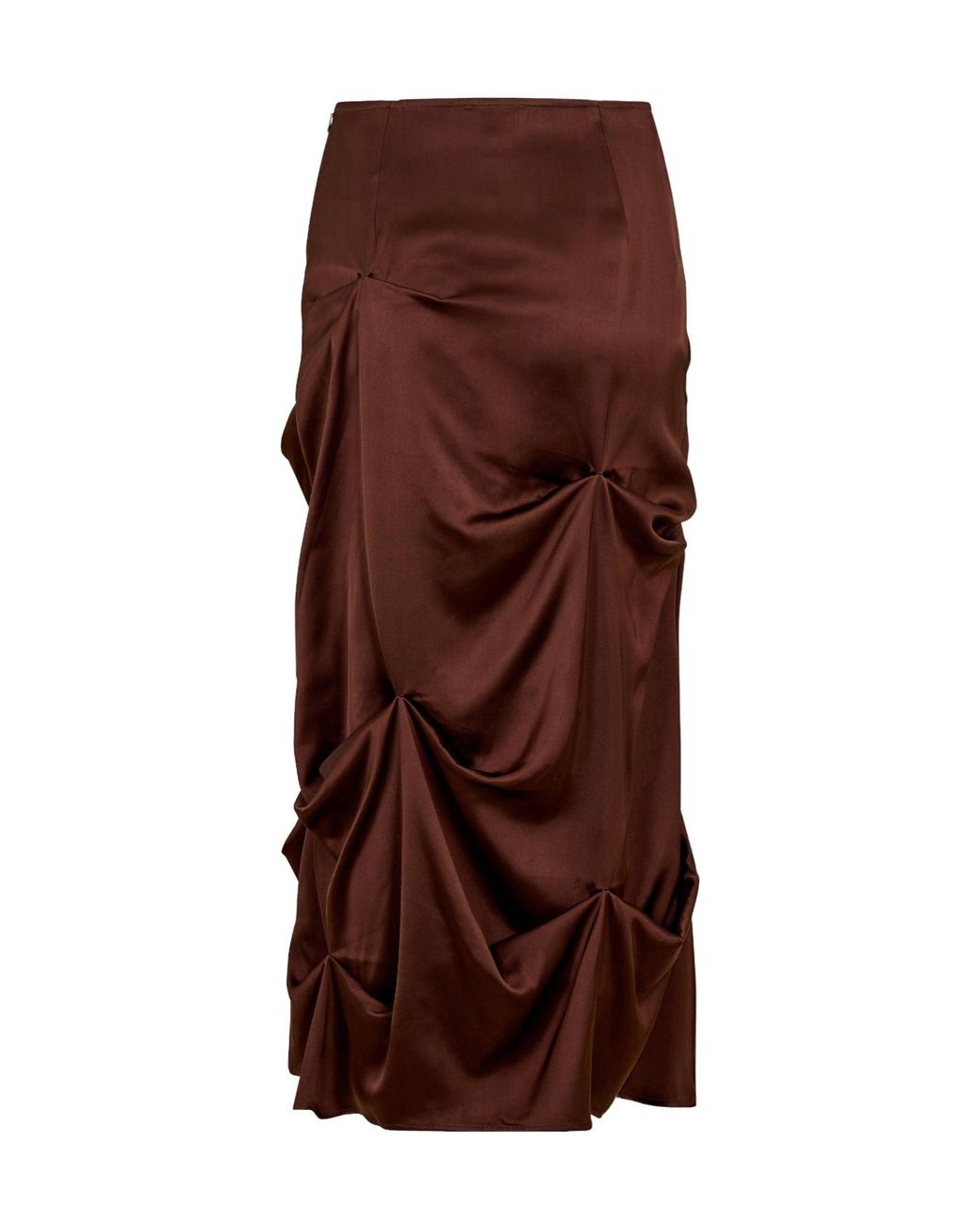 Ganni Brown Satin Midi Skirt