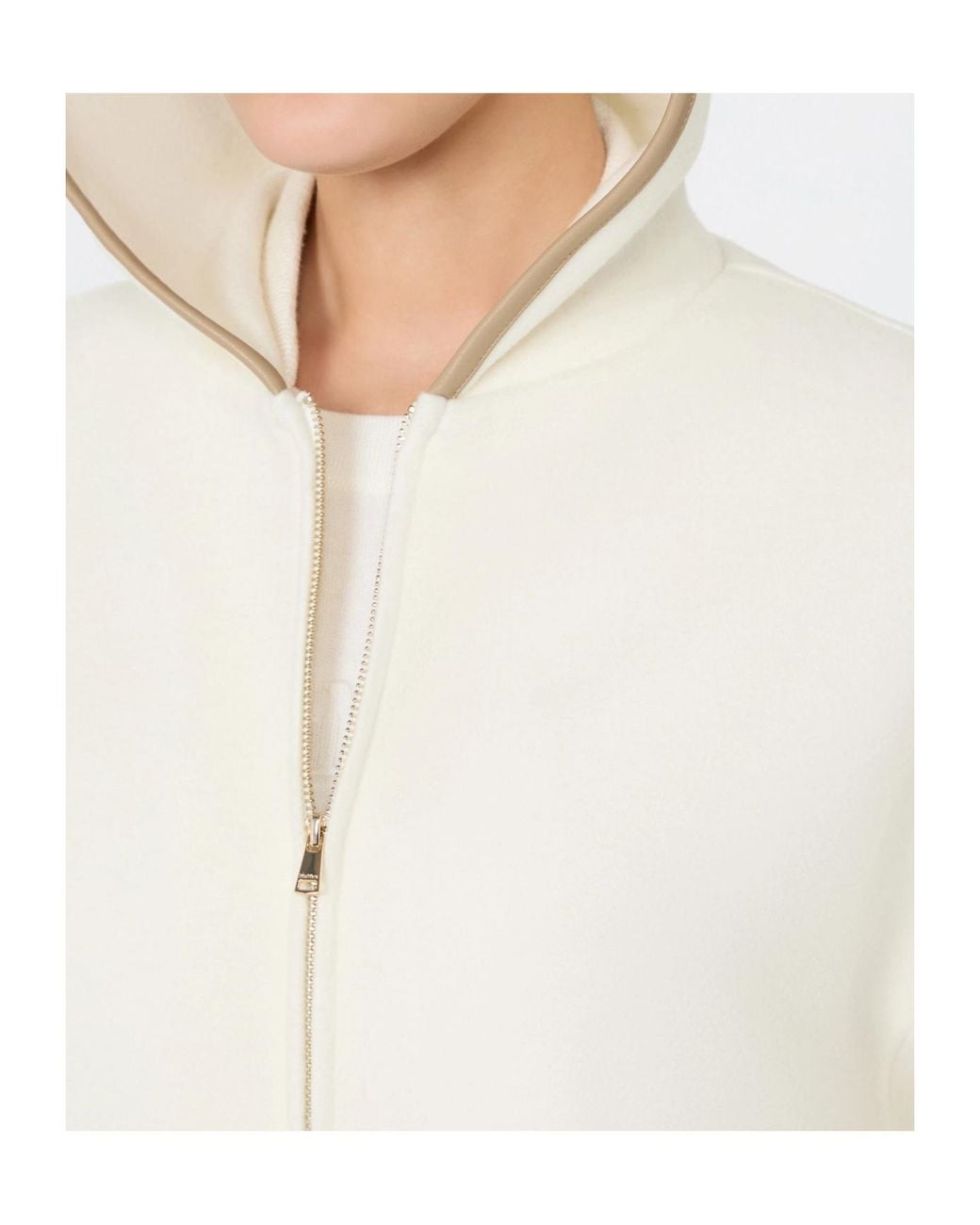 Max Mara White Wool And Cashmere Jersey Hooded Sweater