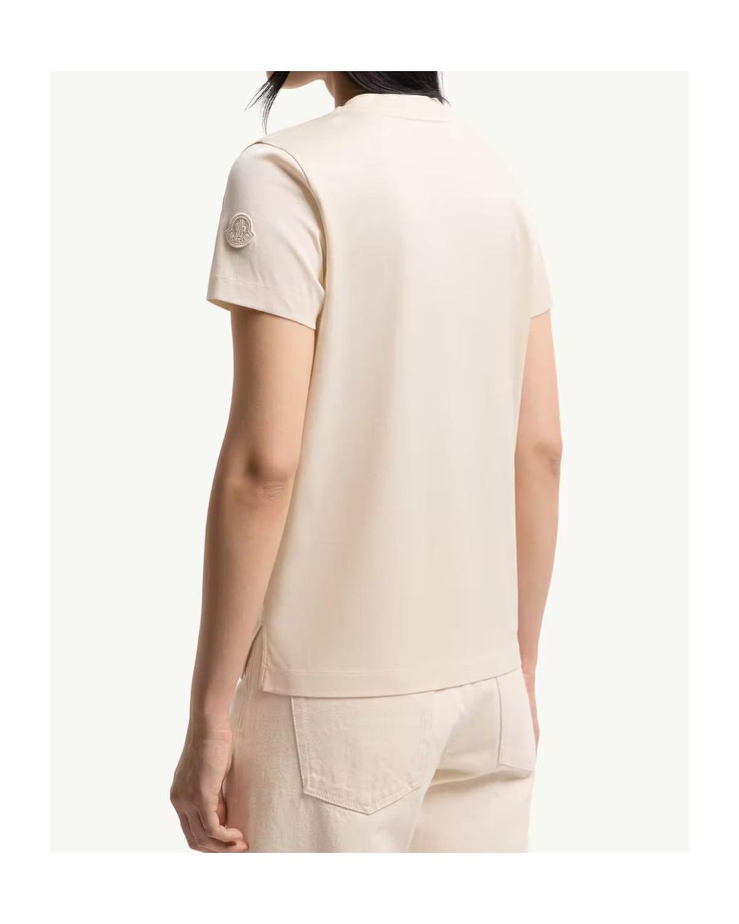 Moncler Natural Button Detailed Crewneck T-Shirt