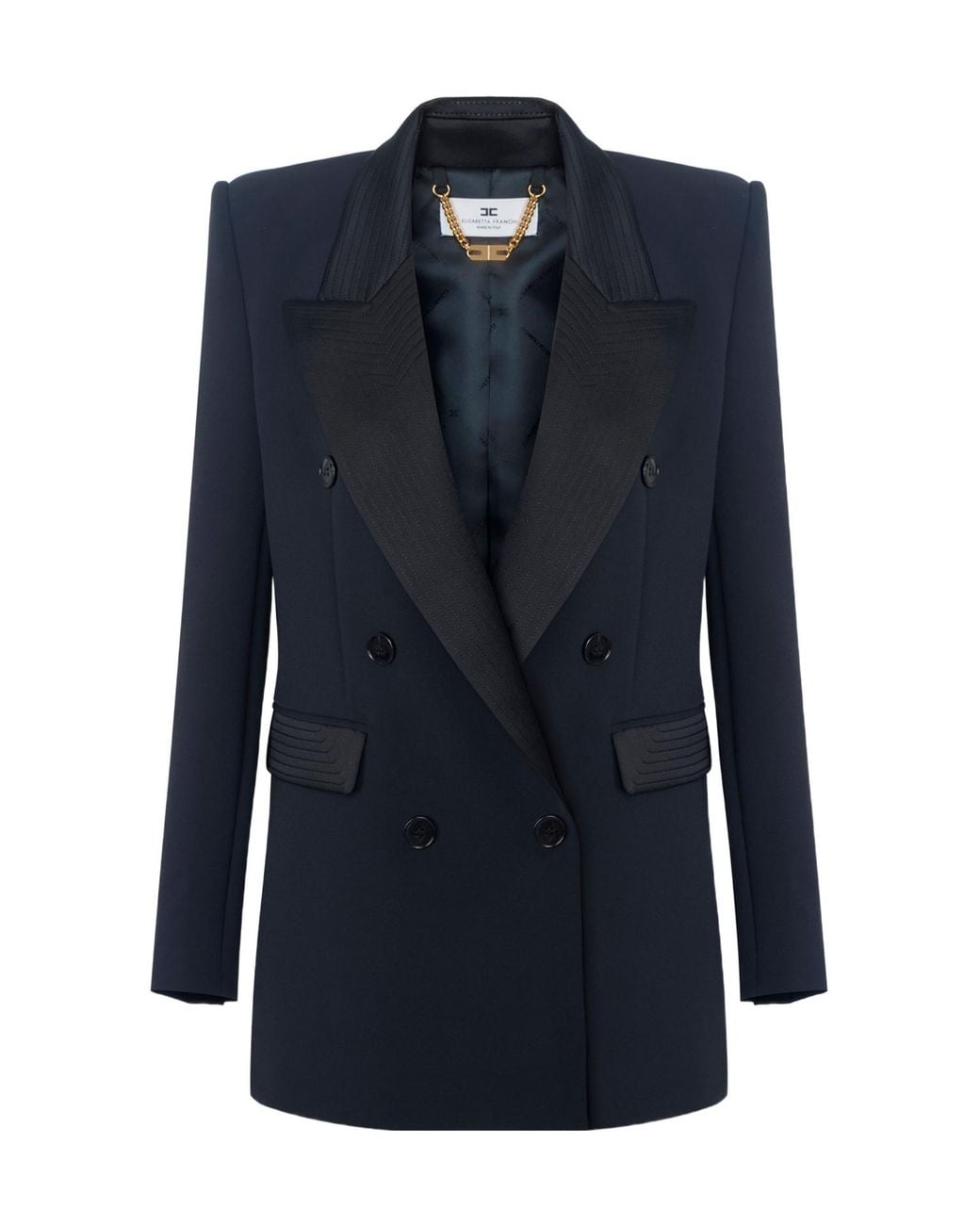 Elisabetta Franchi Blue Double-Breasted Tailored Blazer