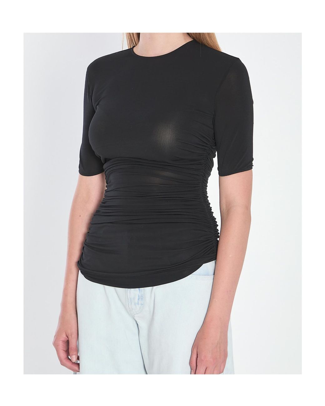 Alaïa Black Alaïa Gather Detailed Jersey T-Shirt