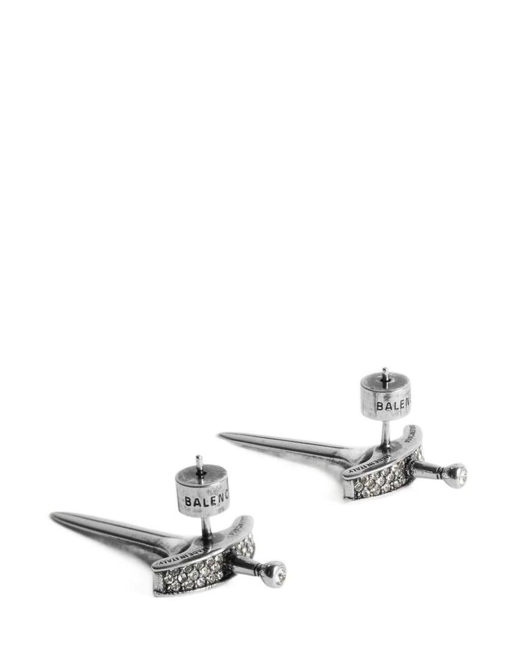Balenciaga White Goth Stud Earrings for men