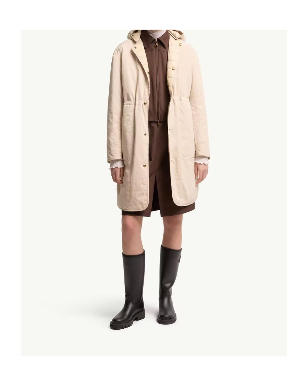 Moncler Natural Thymlong Reversible Hooded Down Parka Coat