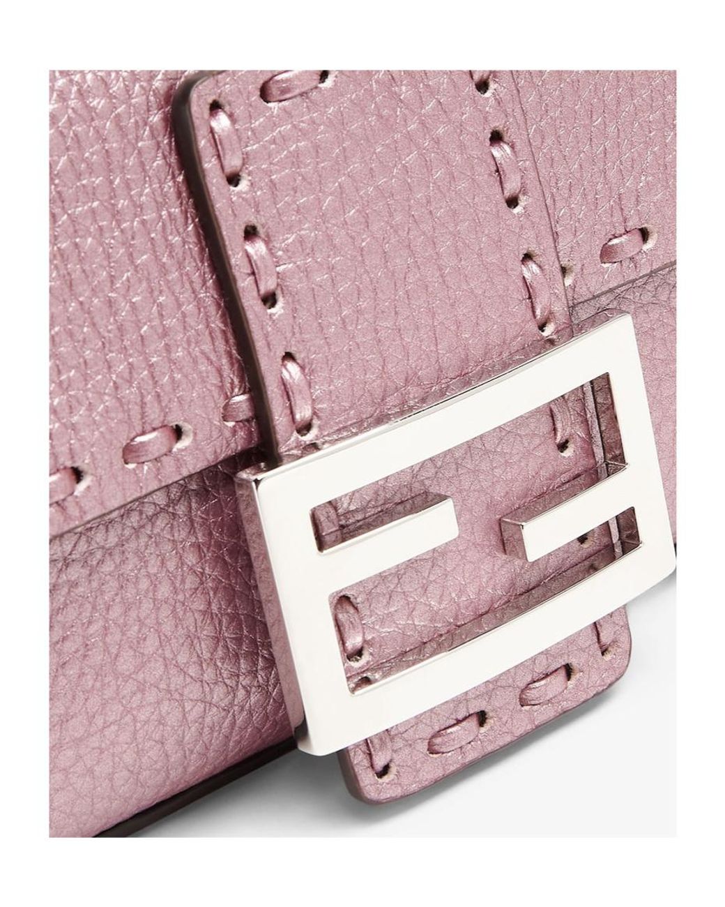 Fendi Pink Metallic Selleria Bag With 309 Hand-Sewn Topstitches