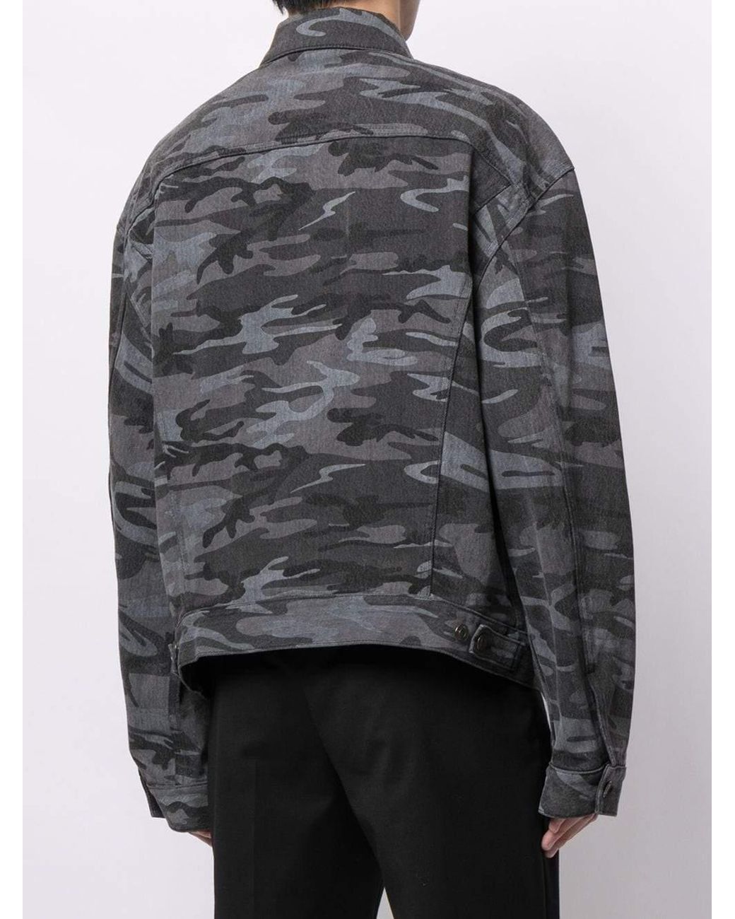 Balenciaga Gray Camo Print Denim Jacket for men