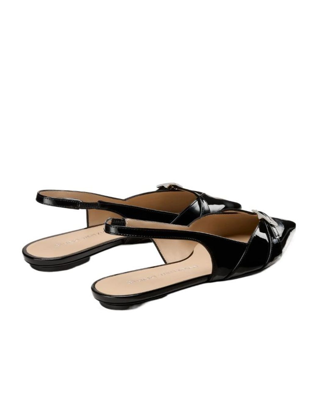 Stuart Weitzman Black Pointed-Toe Flat Sandals