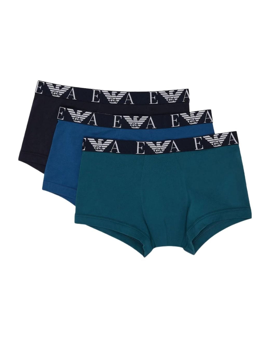 Emporio Armani Blue Elastic Waist Boxer Briefs 3-Pack for men