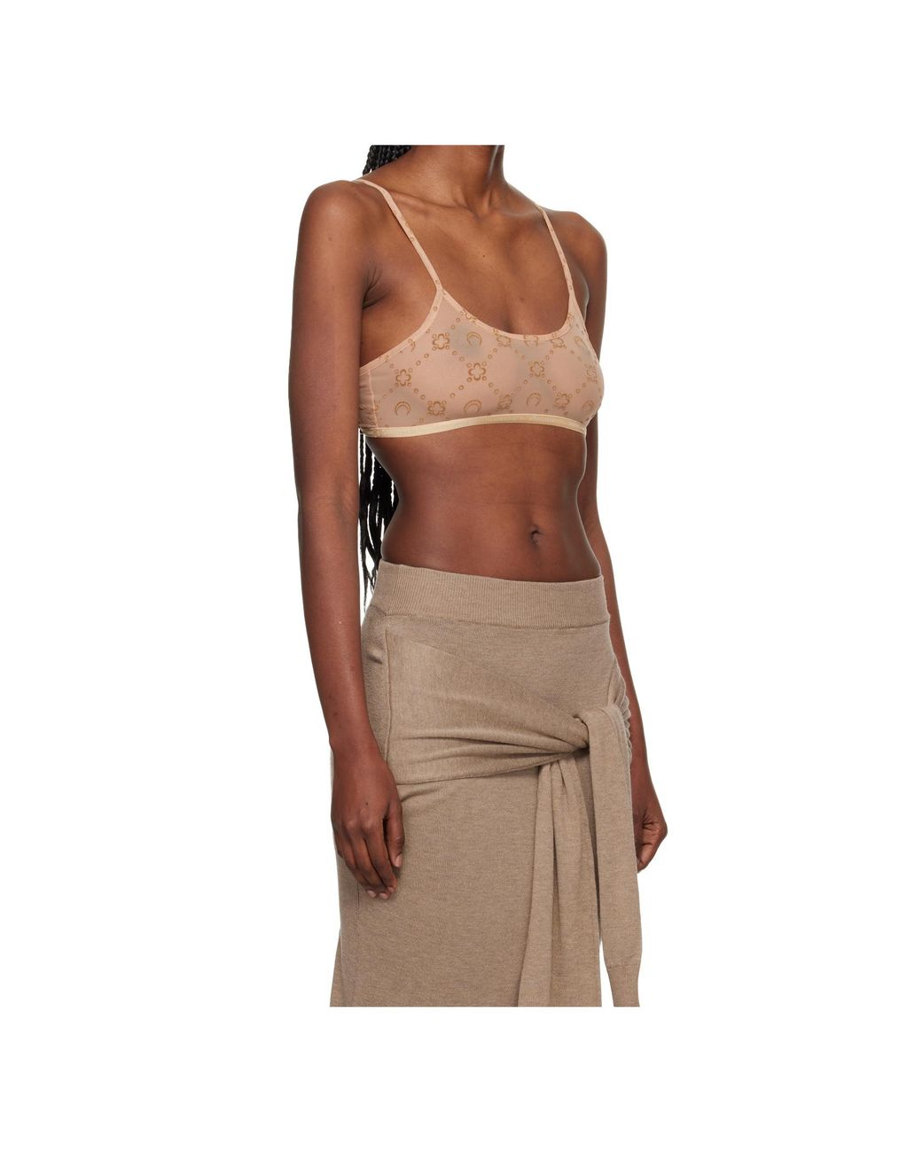 MARINE SERRE Brown Transparent Elastic Mesh French Bra