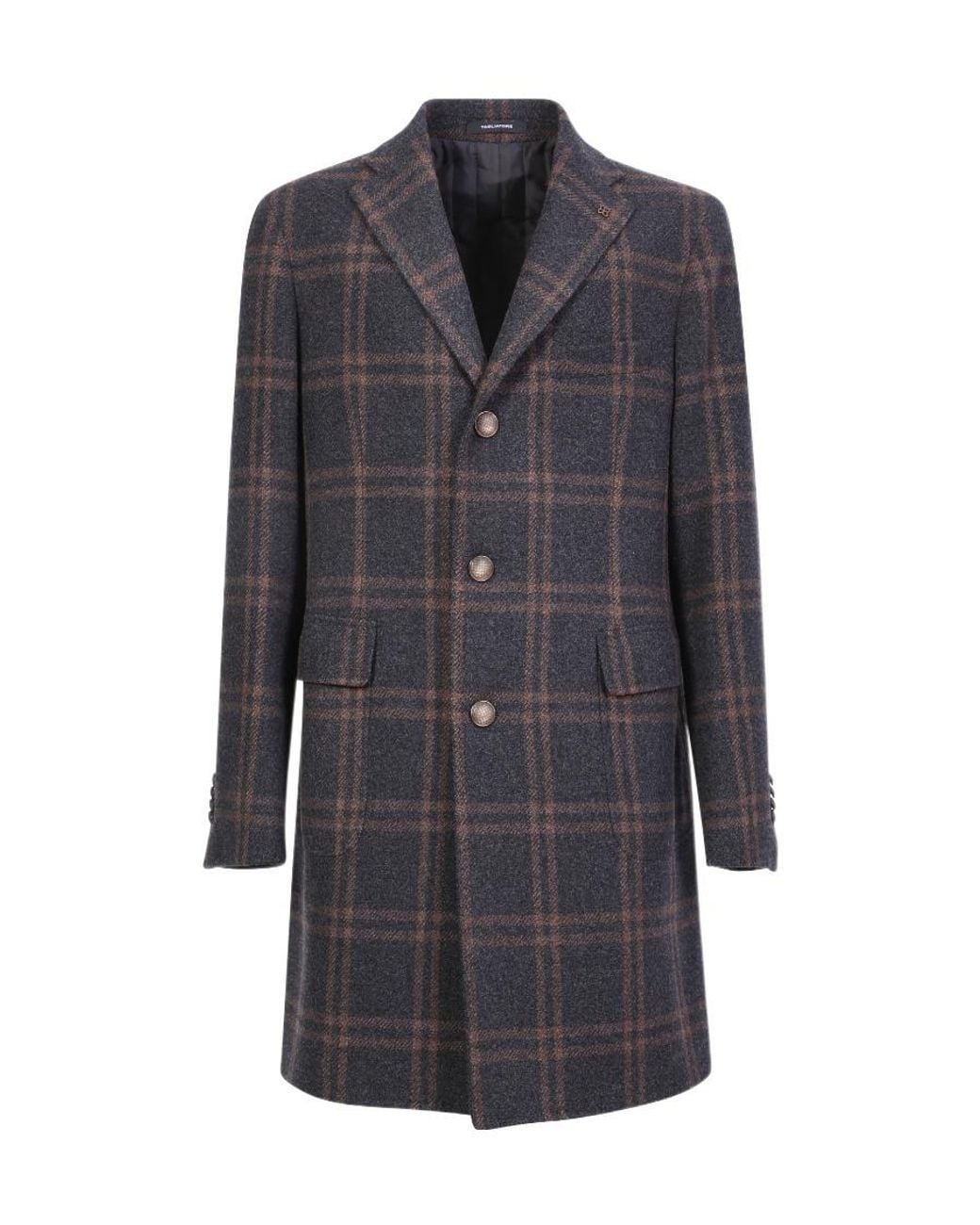 Tagliatore Gray Windowpane Wool Coat for men