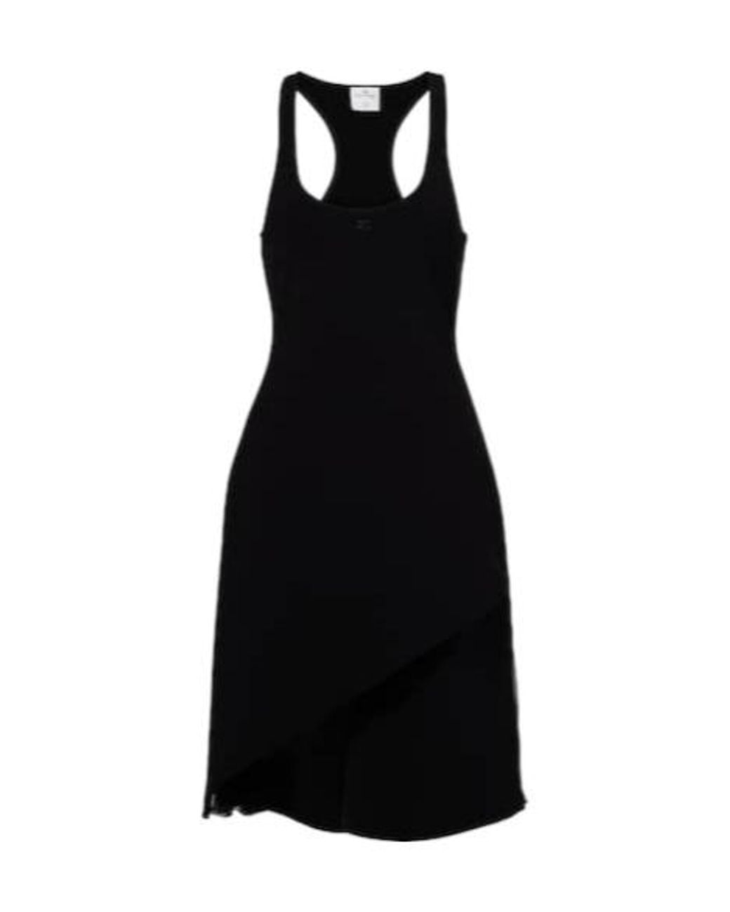Courreges Black Infinity Asymmetric Crepe Minidress