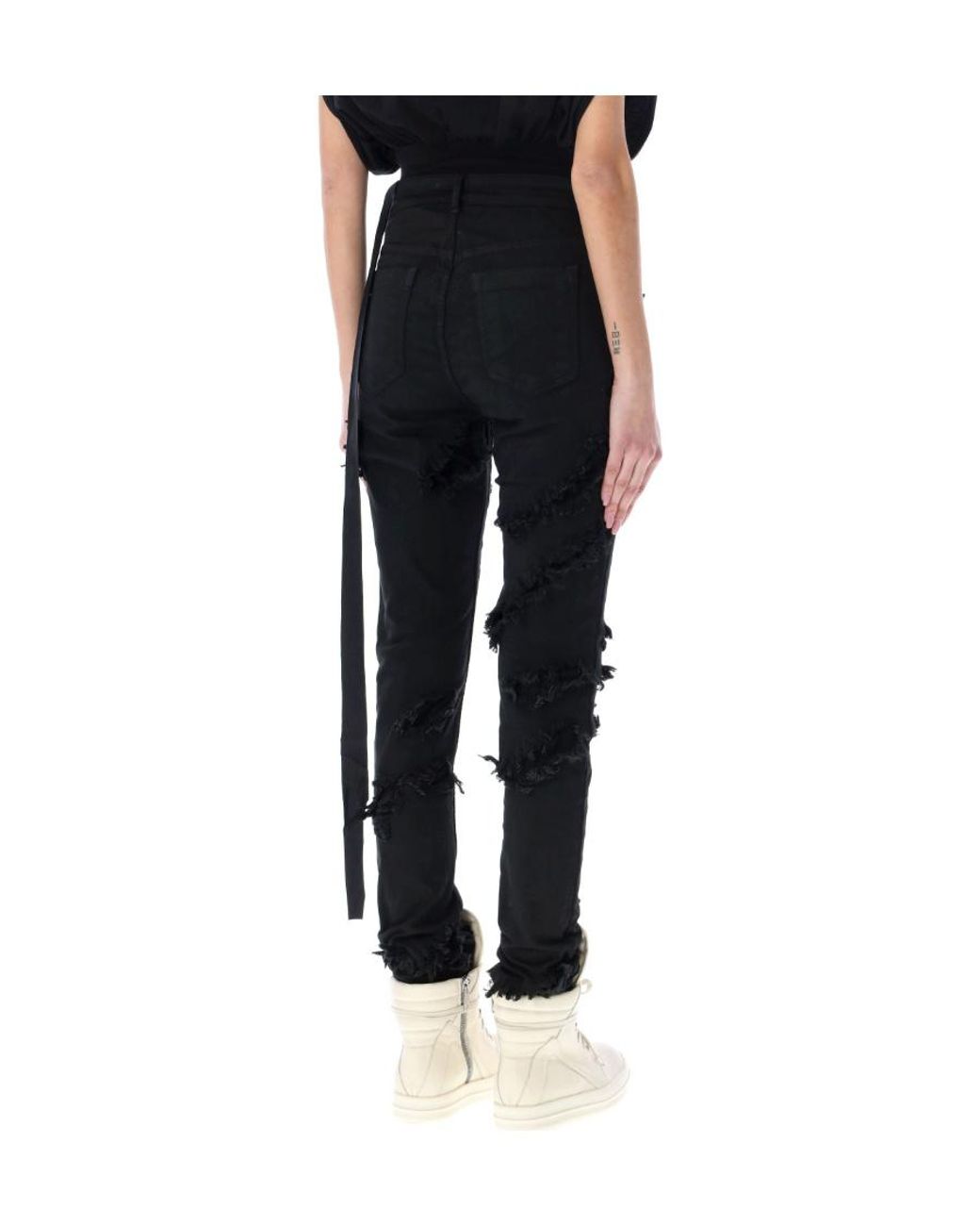 Rick Owens Black Detroit Distressed Denim Jeans