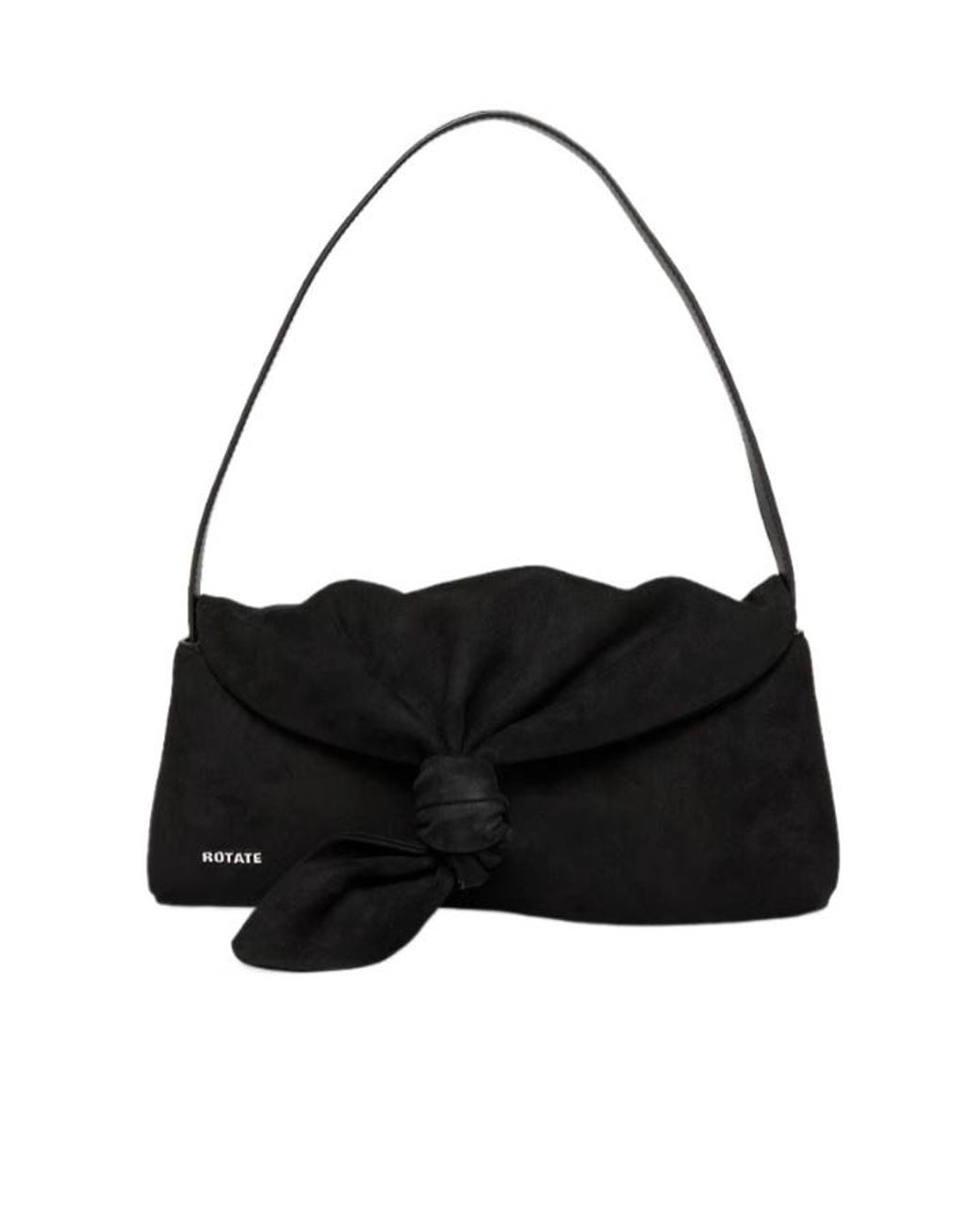 ROTATE BIRGER CHRISTENSEN Black Knot Scarf Suede Shoulder Bag