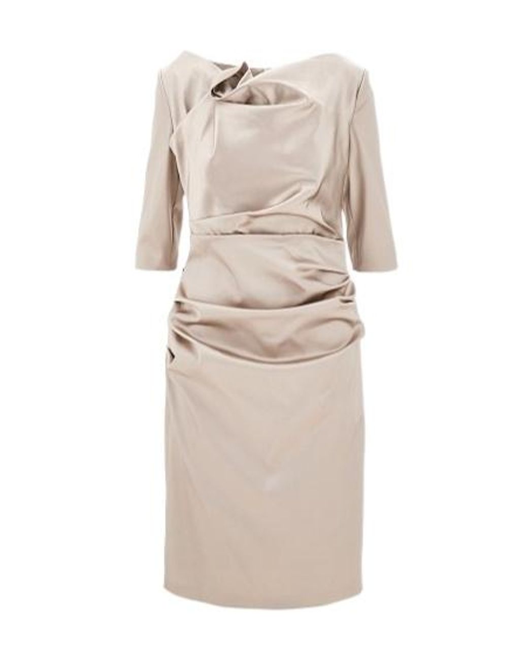 Talbot Runhof Natural Pleated Dress