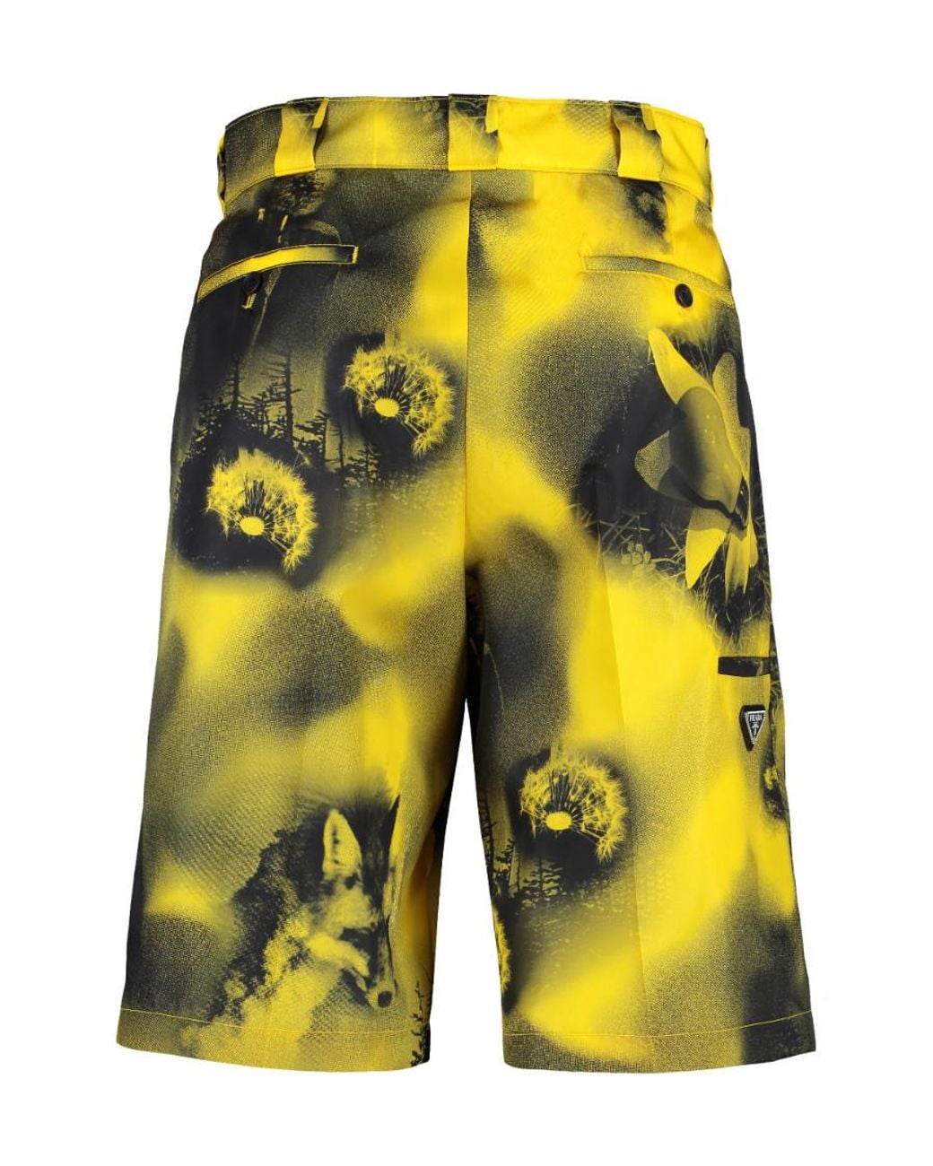 Prada Yellow All-Over Graphic-Printed Bermuda Shorts for men