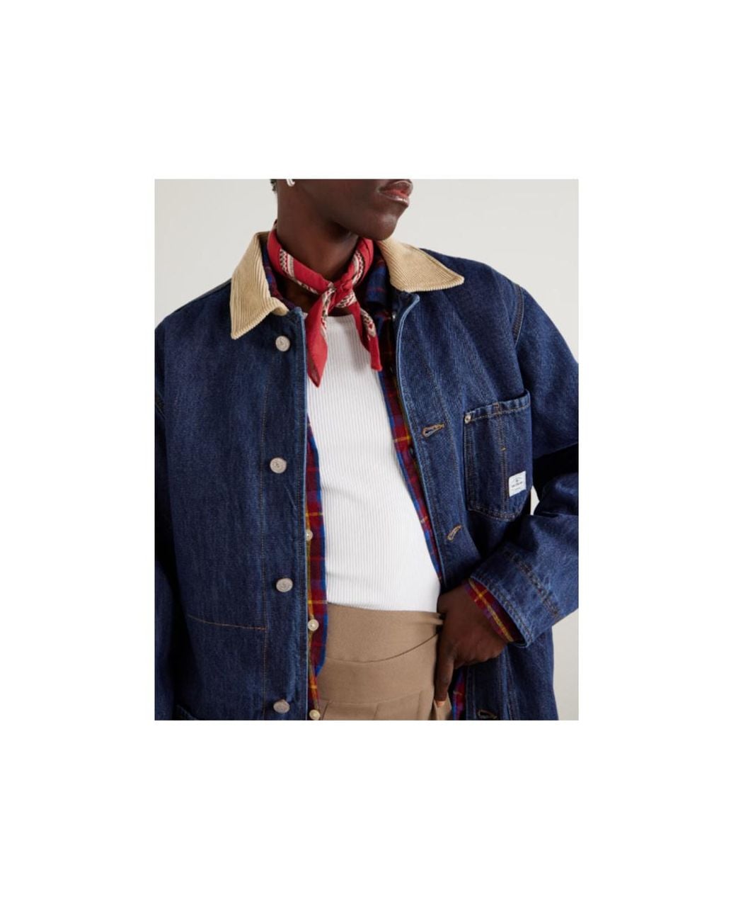RRL Red Printed Cotton-Voile Scarf