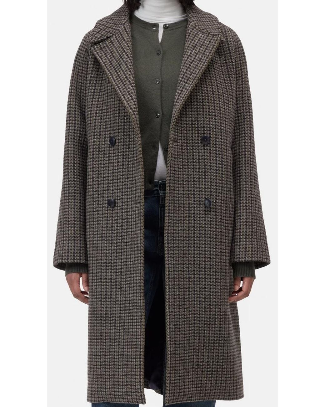 Closed Black Double-Breasted Wool-Blend Coat