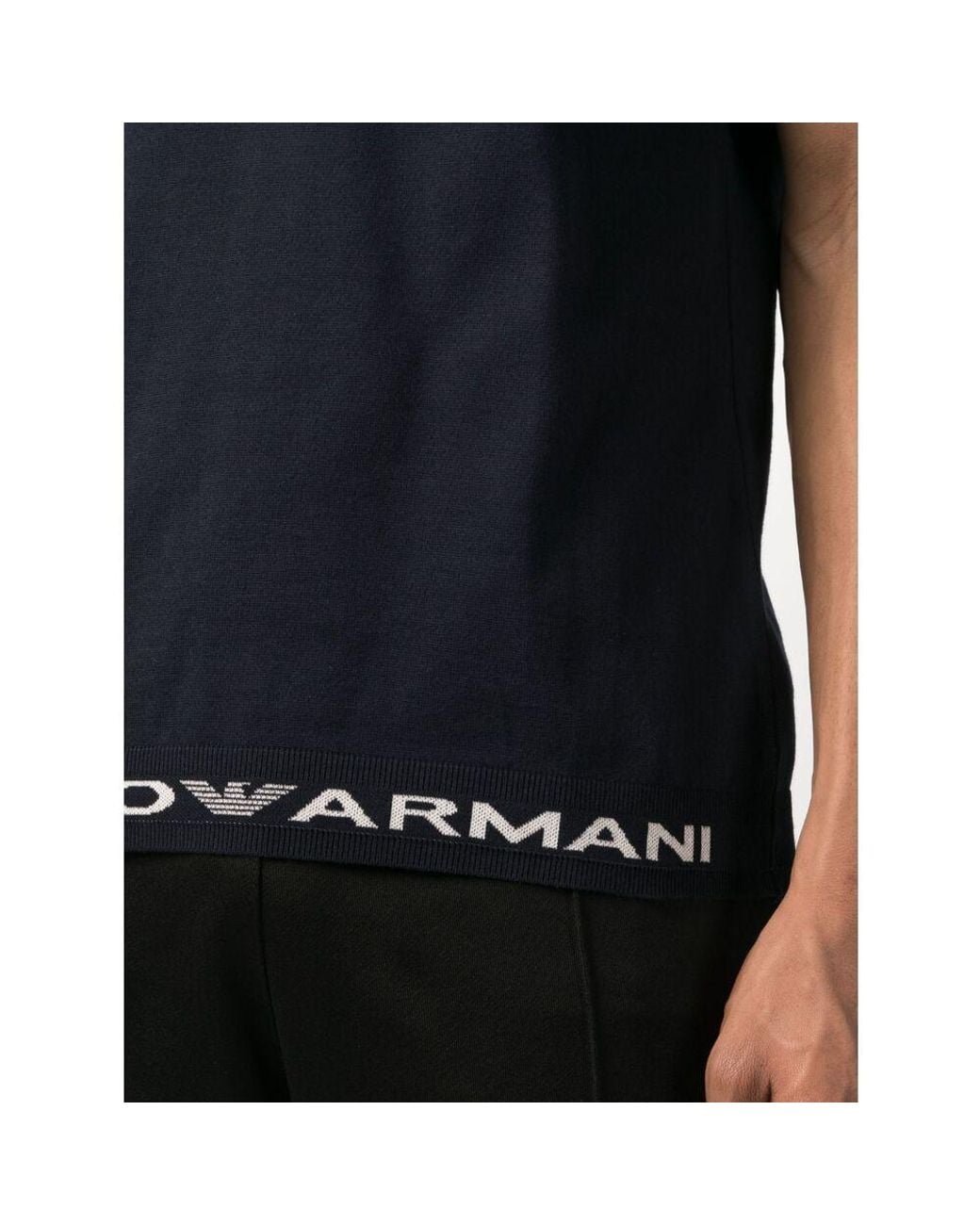 Emporio Armani Black Logo-Trim Cotton T-Shirt for men