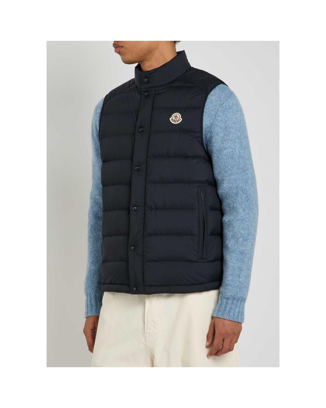 Moncler Black Horizontal Quilting Stand-Collar Down Vest for men