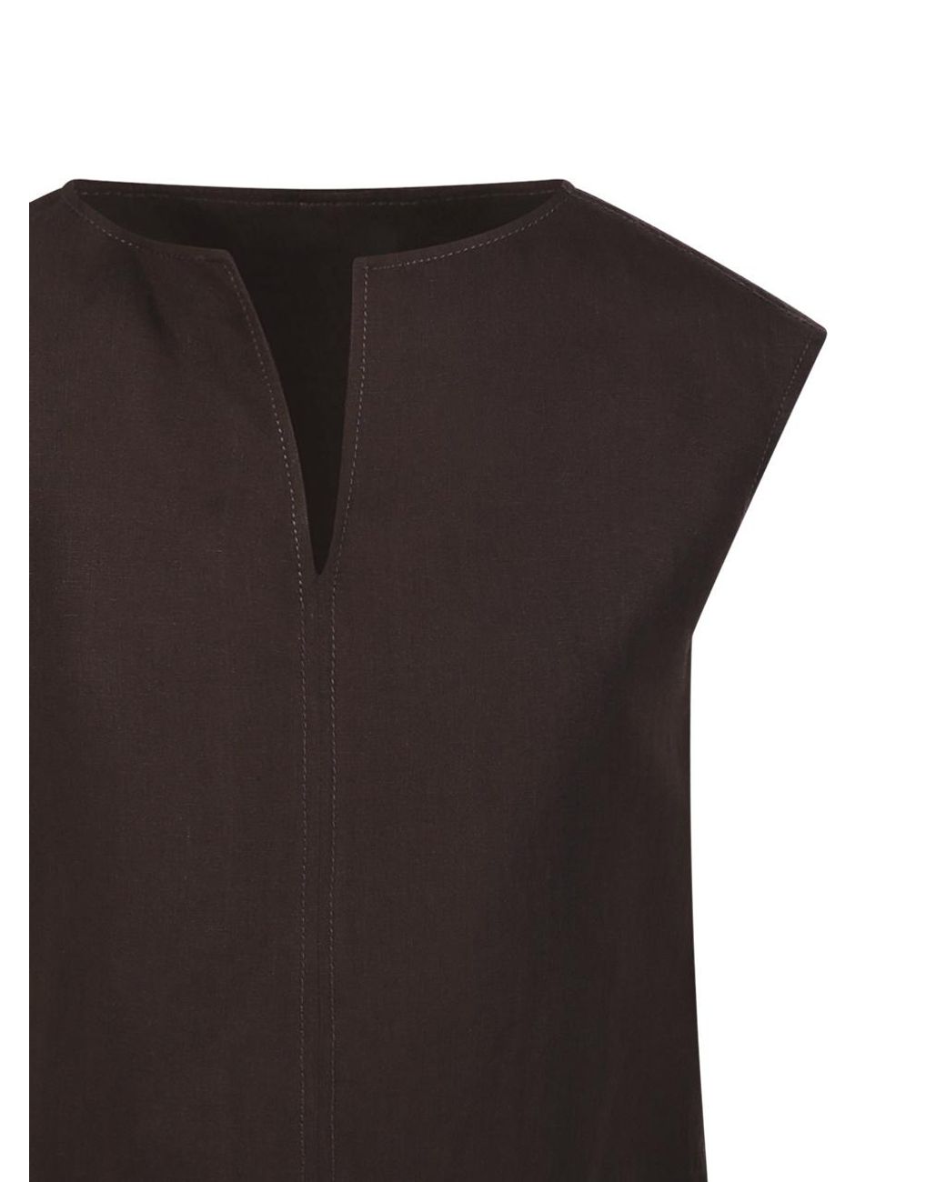 Max Mara Brown Colimbo V-Neck Sleeveless Top