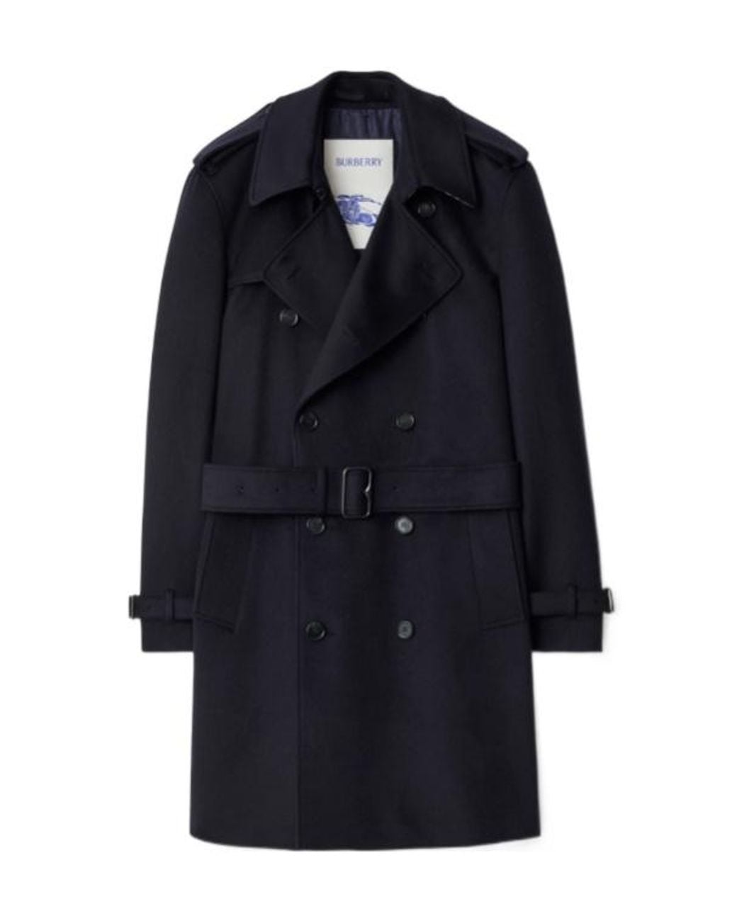 Burberry Blue Mid-Length Cashmere Hastings Trench Coat for men