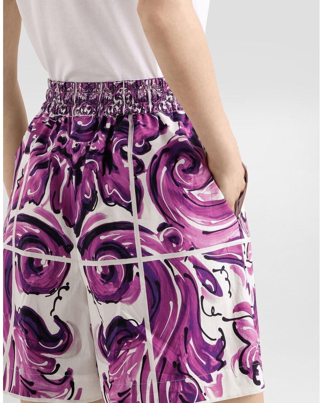 Dolce & Gabbana Purple Majolica Printed Poplin Shorts