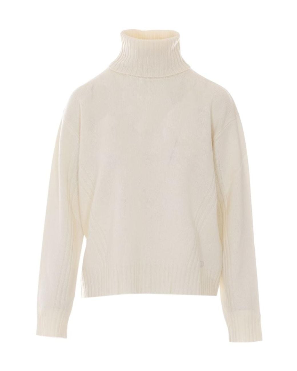 Liu Jo White Ribbed Turtleneck Knitted Sweater