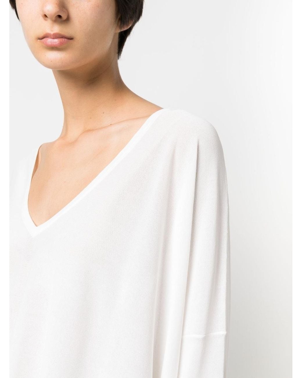 P.A.R.O.S.H. White Logo Long-Sleeve Knit Top