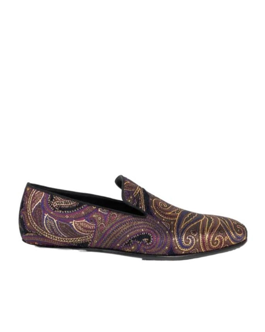 Etro Brown Paisley Metallic Jacquard Loafers for men
