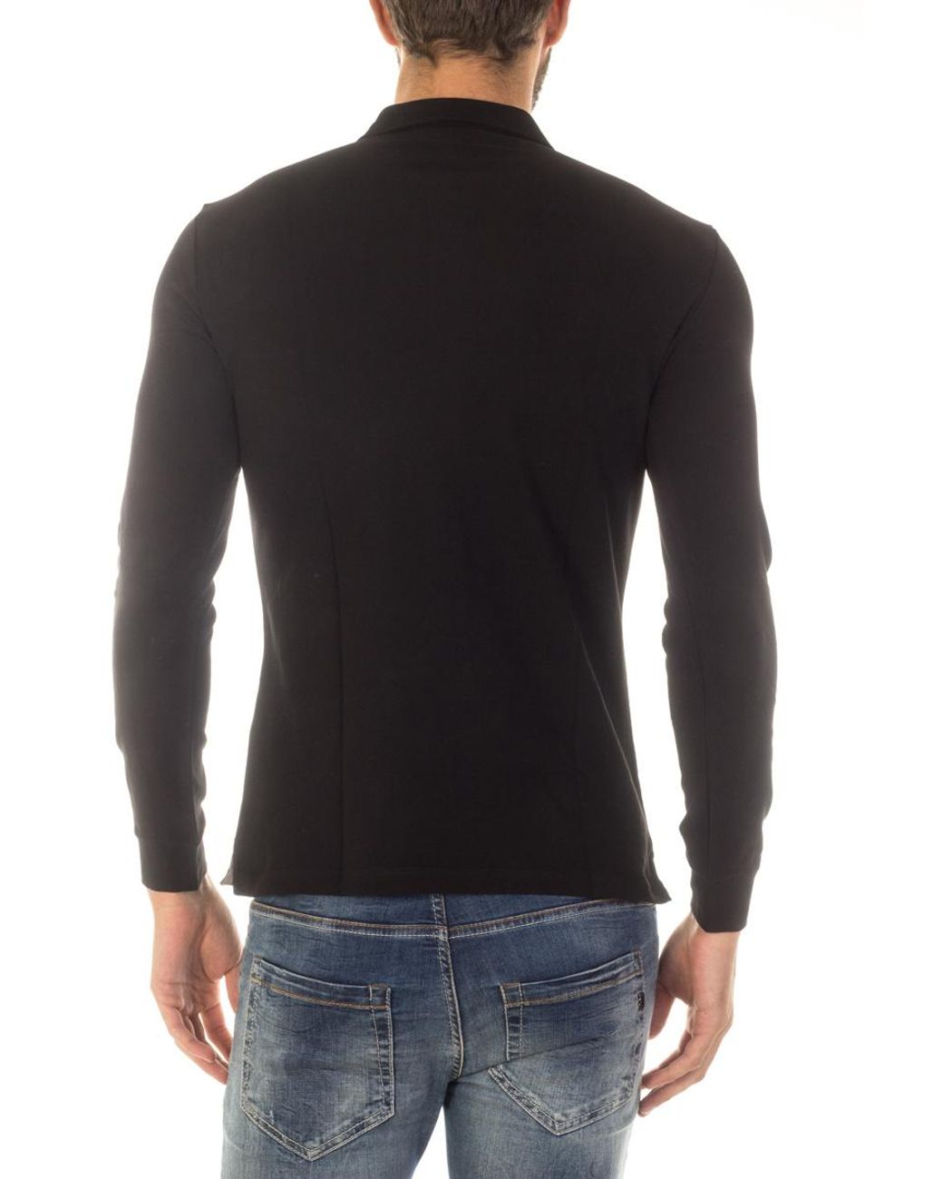 Armani Jeans Black Long-Sleeved Polo Shirt for men