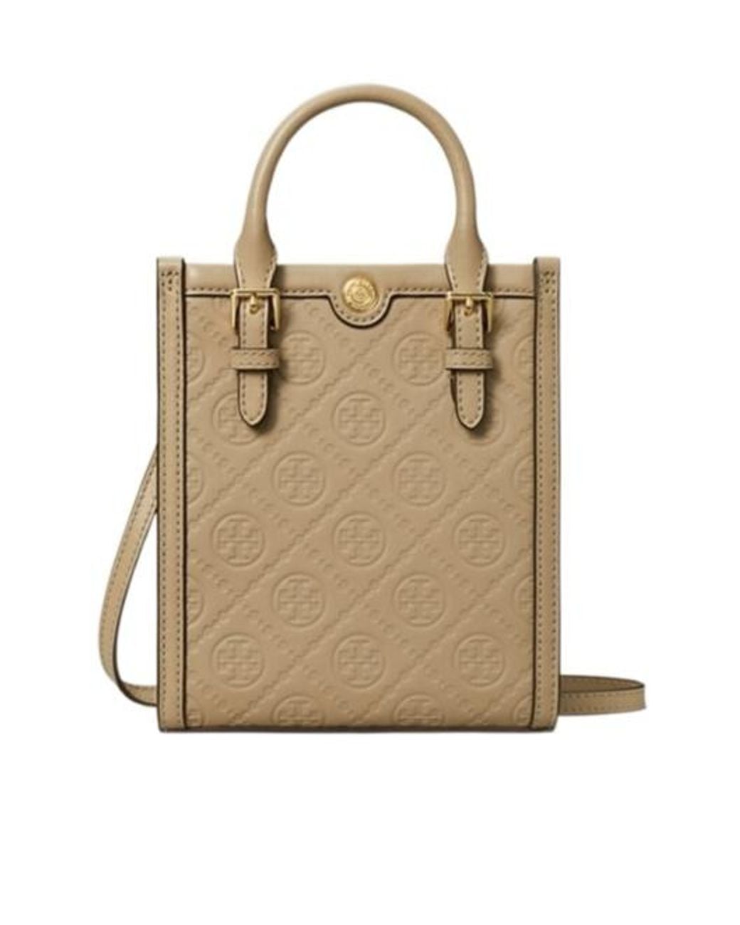 Tory Burch Natural Mini T Monogram Tote Bag