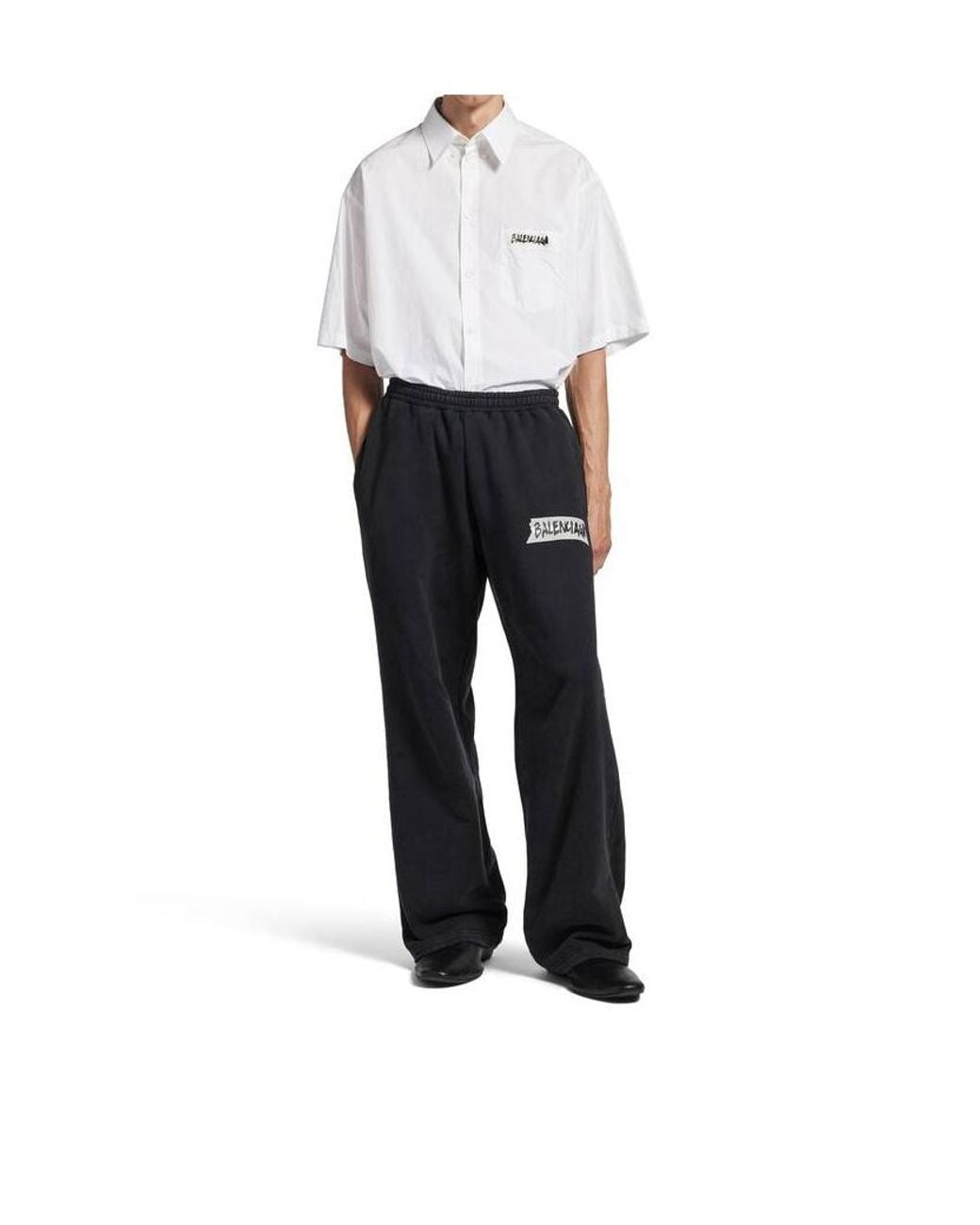 Balenciaga White Masking Tap Short-Sleeved Shirt for men