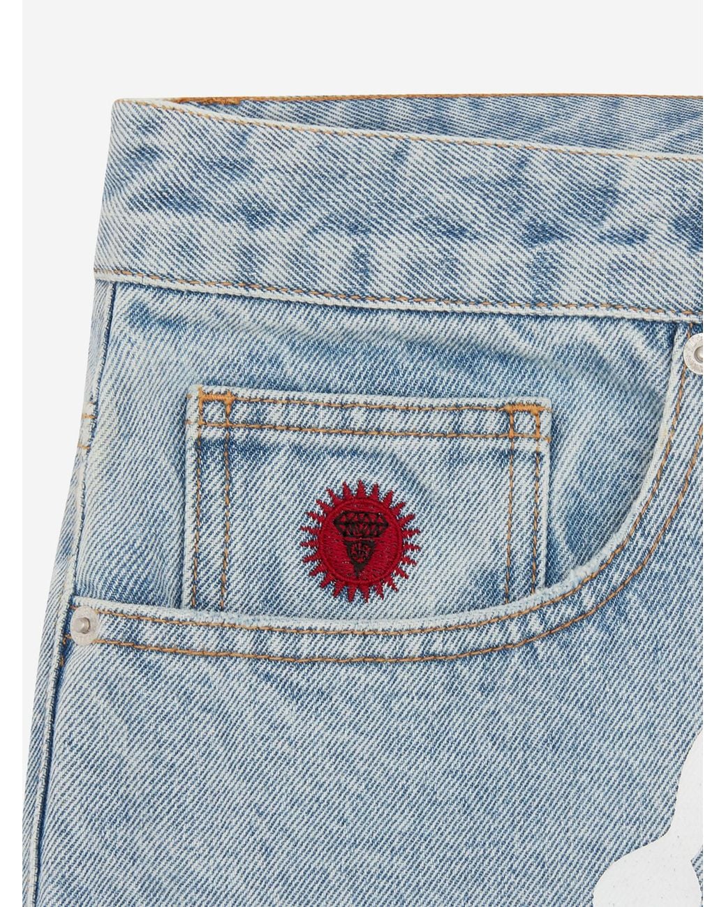 ICECREAM Blue Running Dog Distressed Denim Shorts for men