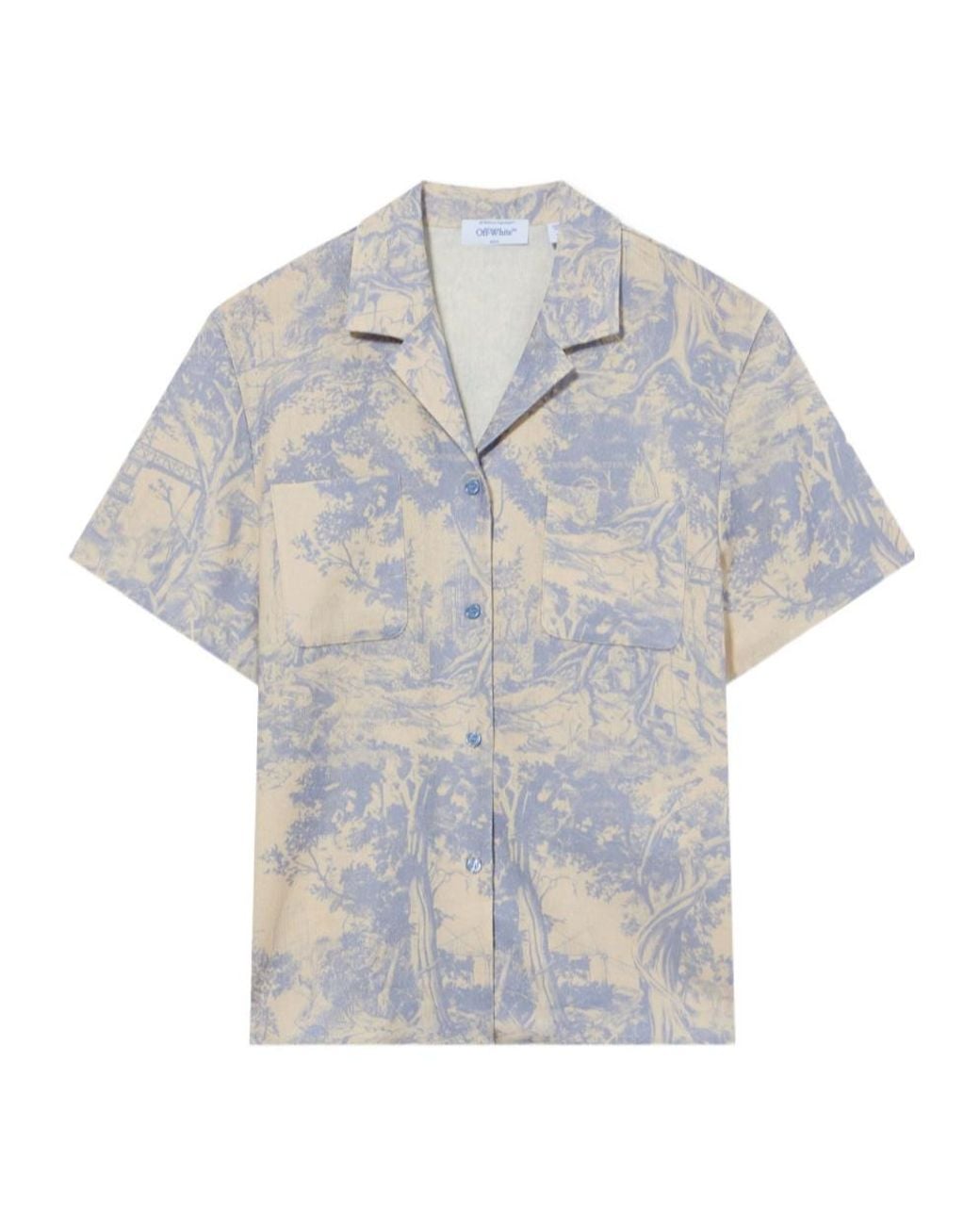 Off-White c/o Virgil Abloh Gray City Nature Linen Ss Pajama Shirt