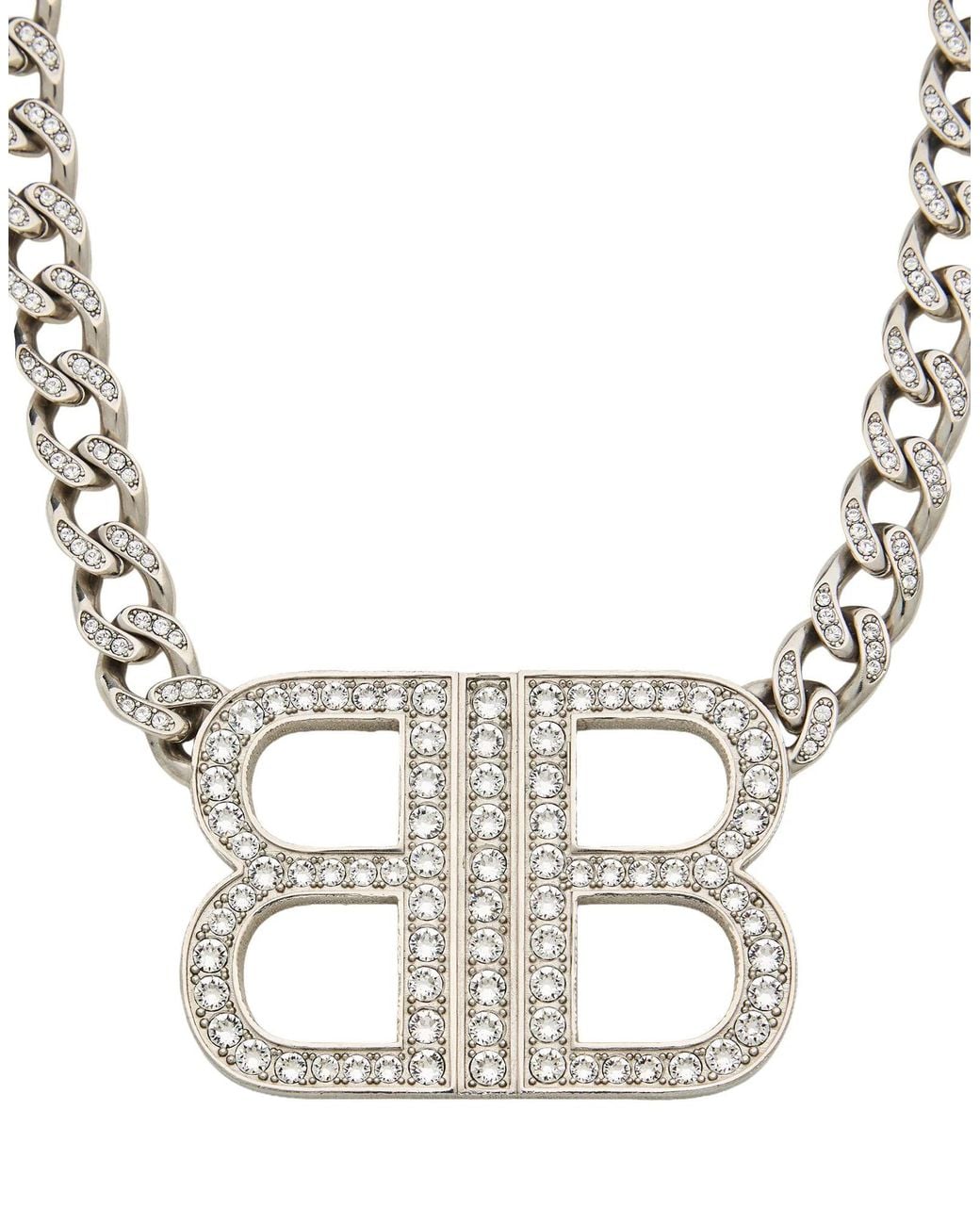 Balenciaga Metallic Crystal Pendant Necklace