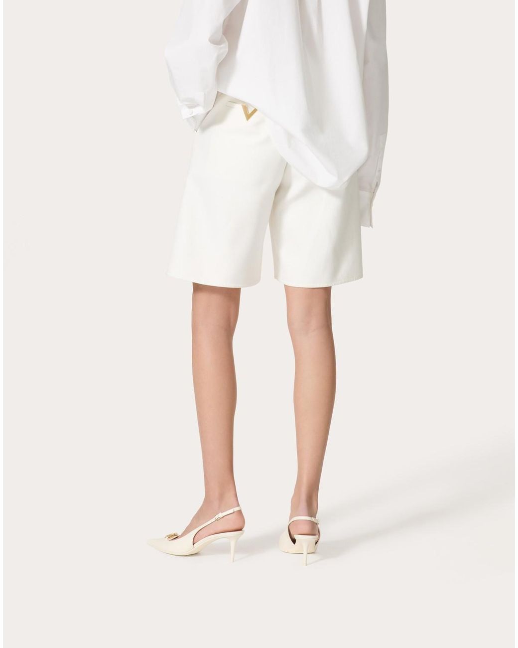 Valentino White Vlogo Signature Above-Knee Length Shorts