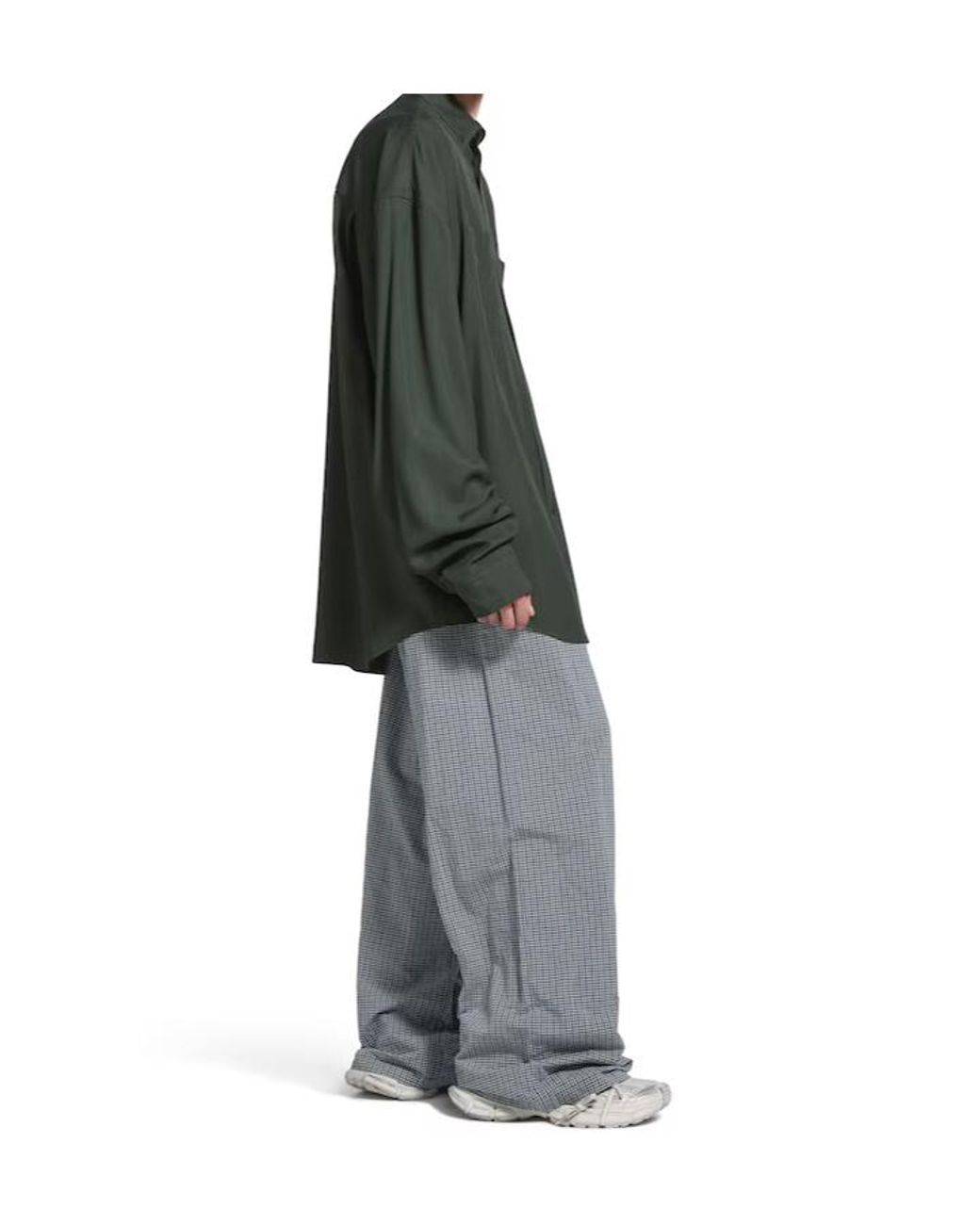 Balenciaga Green Logo Embrodied Long-Sleeve Shirt for men