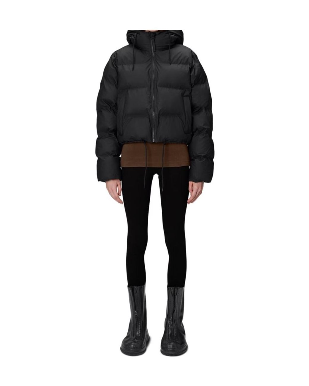 Rains Black Alta Short Puffer Jacket