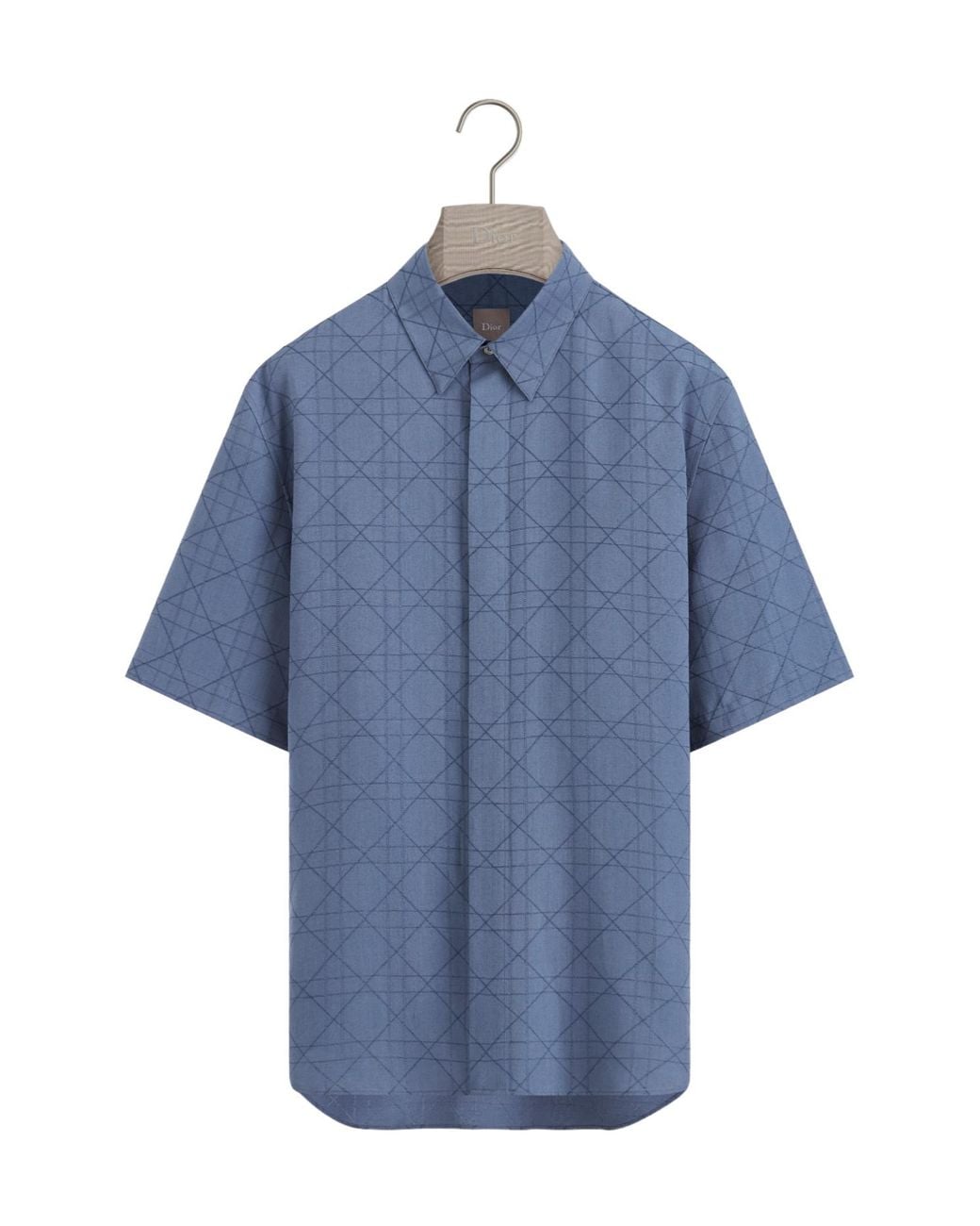 Dior Blue Cannage Short-Sleeved Shirt for men