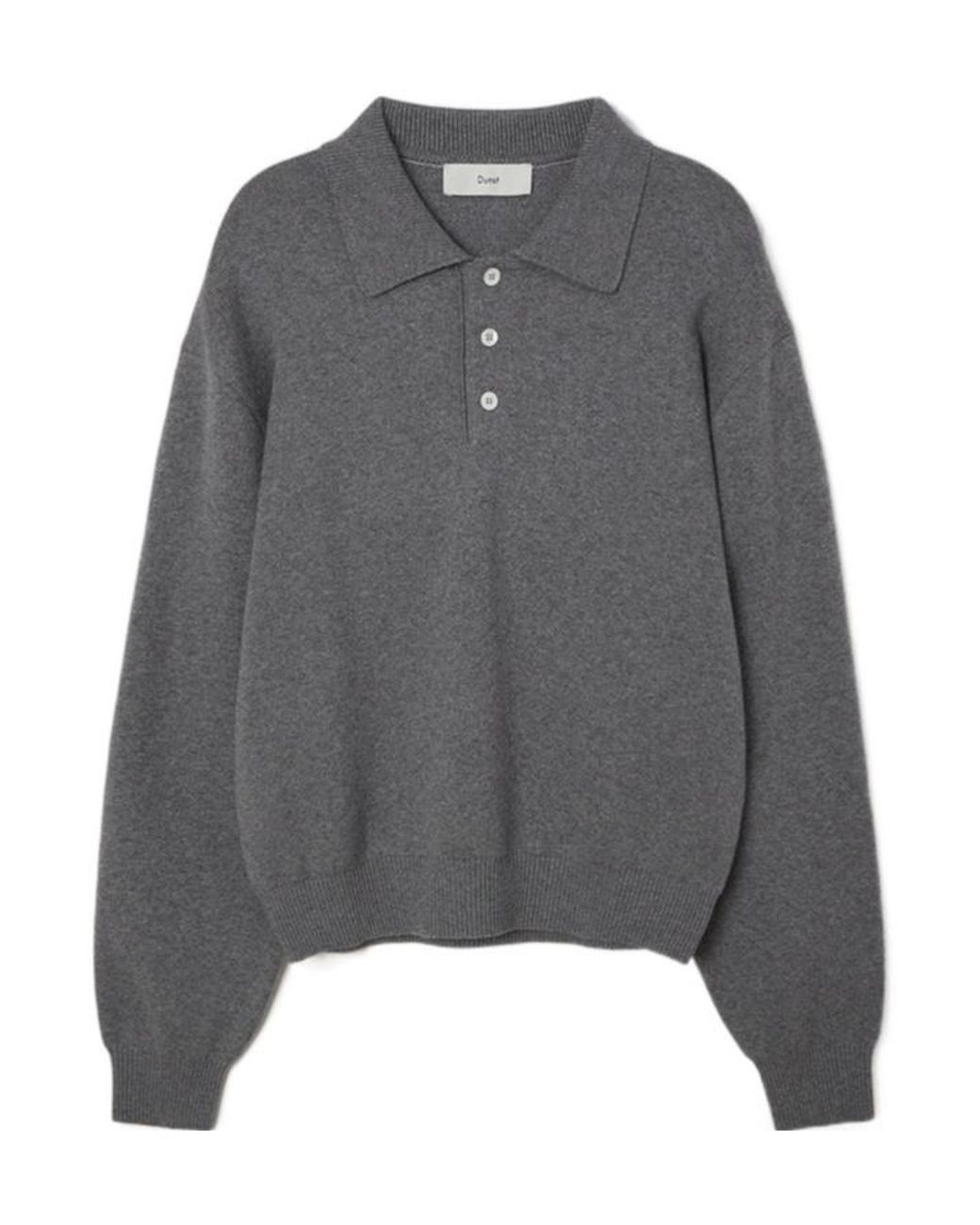DUNST Gray Long-Sleeved Polo Shirt for men