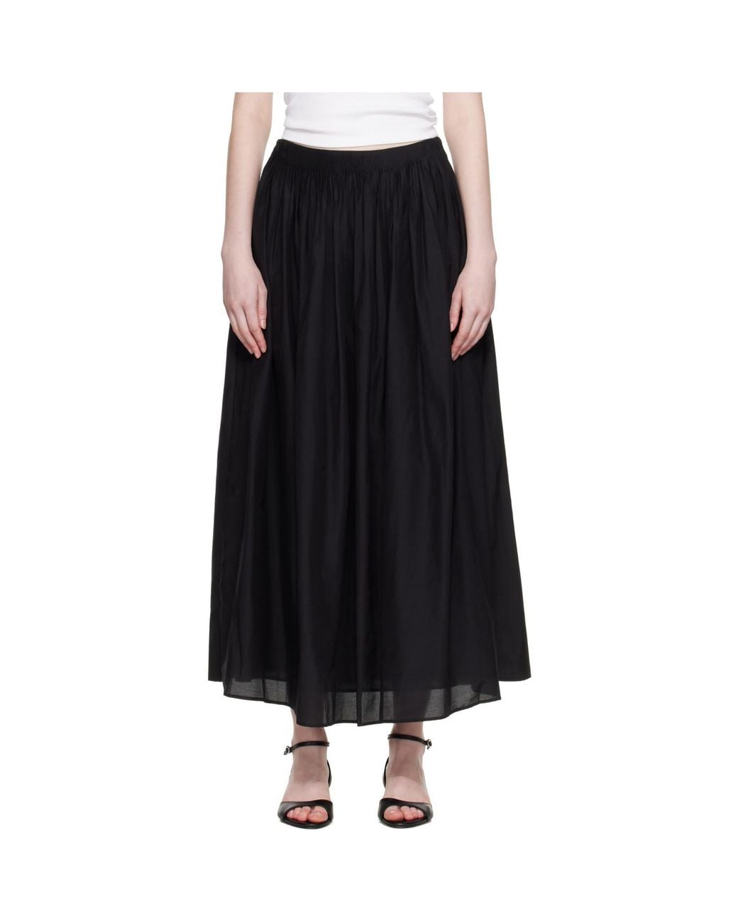 Loulou de Saison Black Naya Flared Midi Skirt