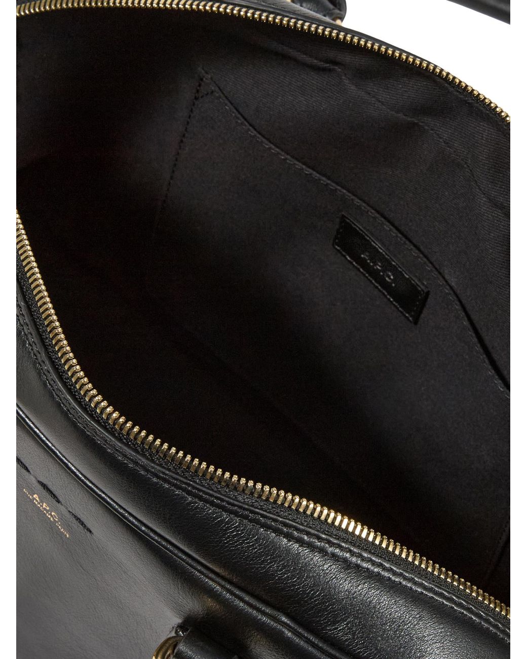 A.P.C. Black Logo-Print Leather Tote Bag