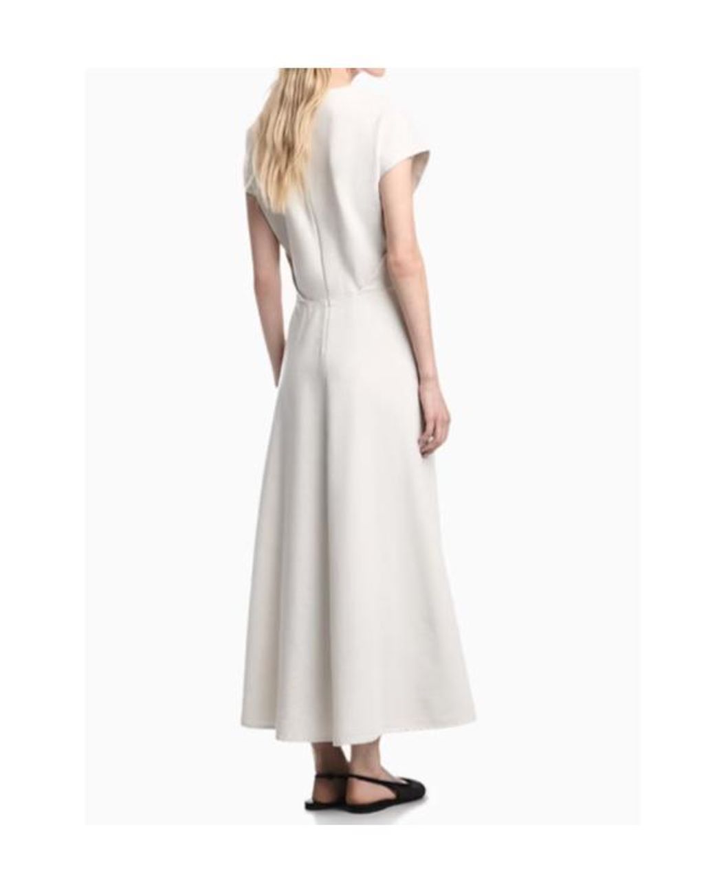 Emporio Armani White Empire-Line Cap-Sleeve Midi Dress