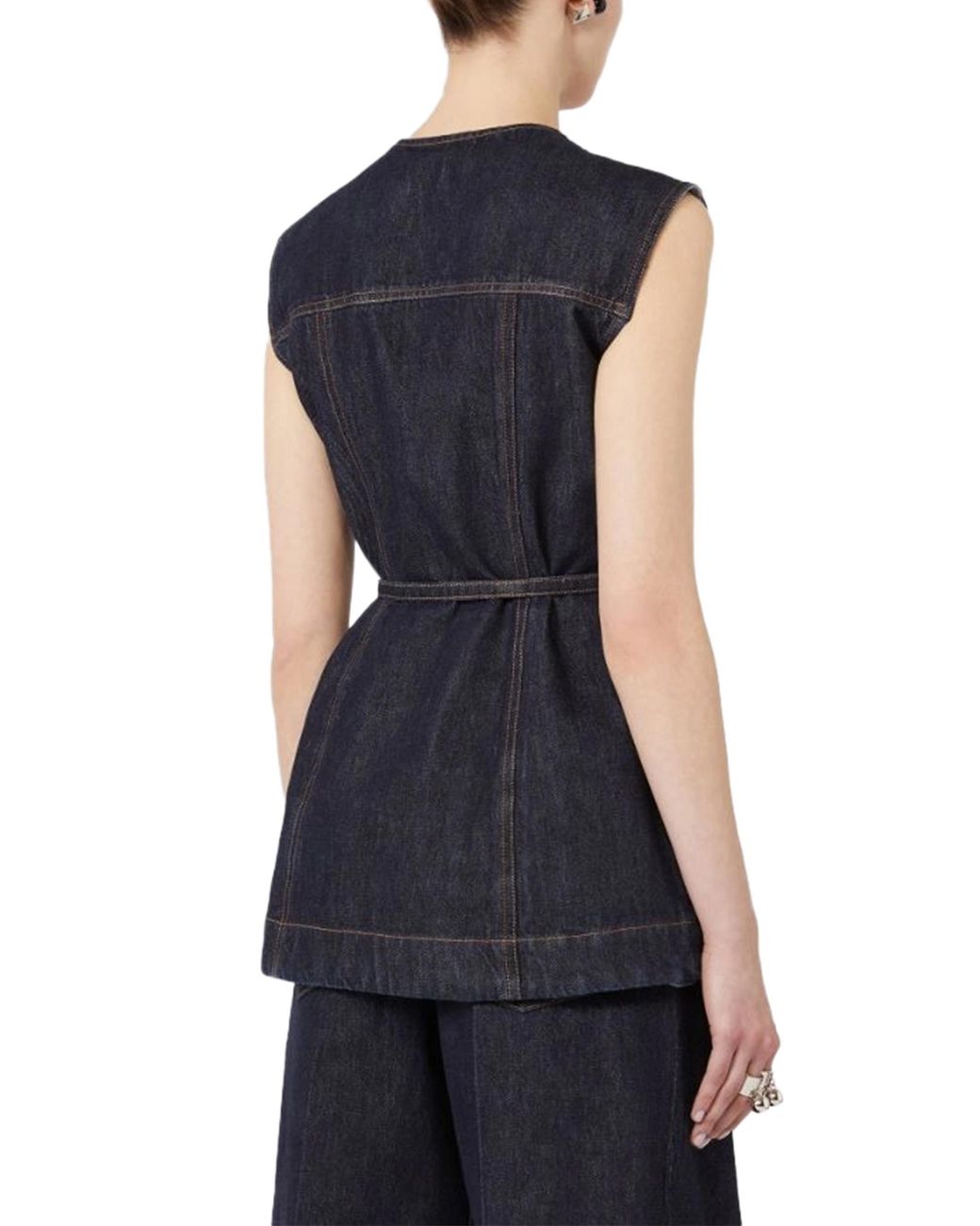 Sportmax Blue Spddominio Denim Sleeveless Top