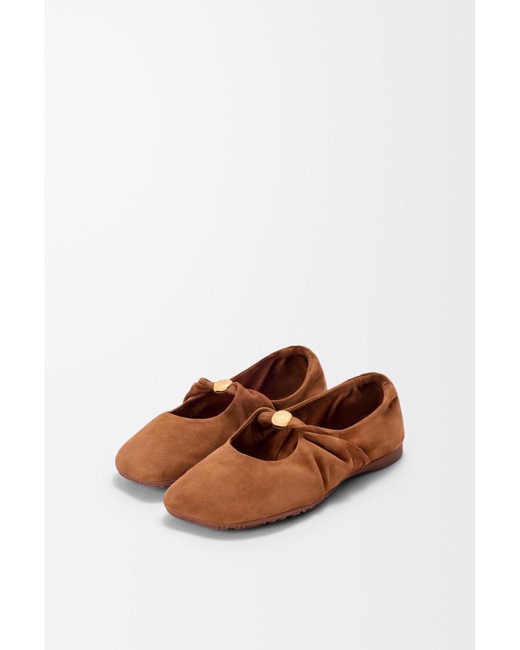 Loewe Brown Pebble Soft Ballet Flats