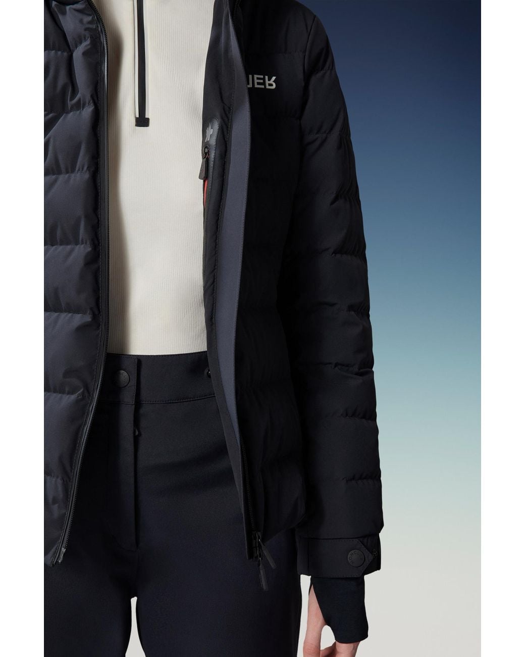 Moncler Black Grenoble Logo Printed Long-Sleeved Jacket