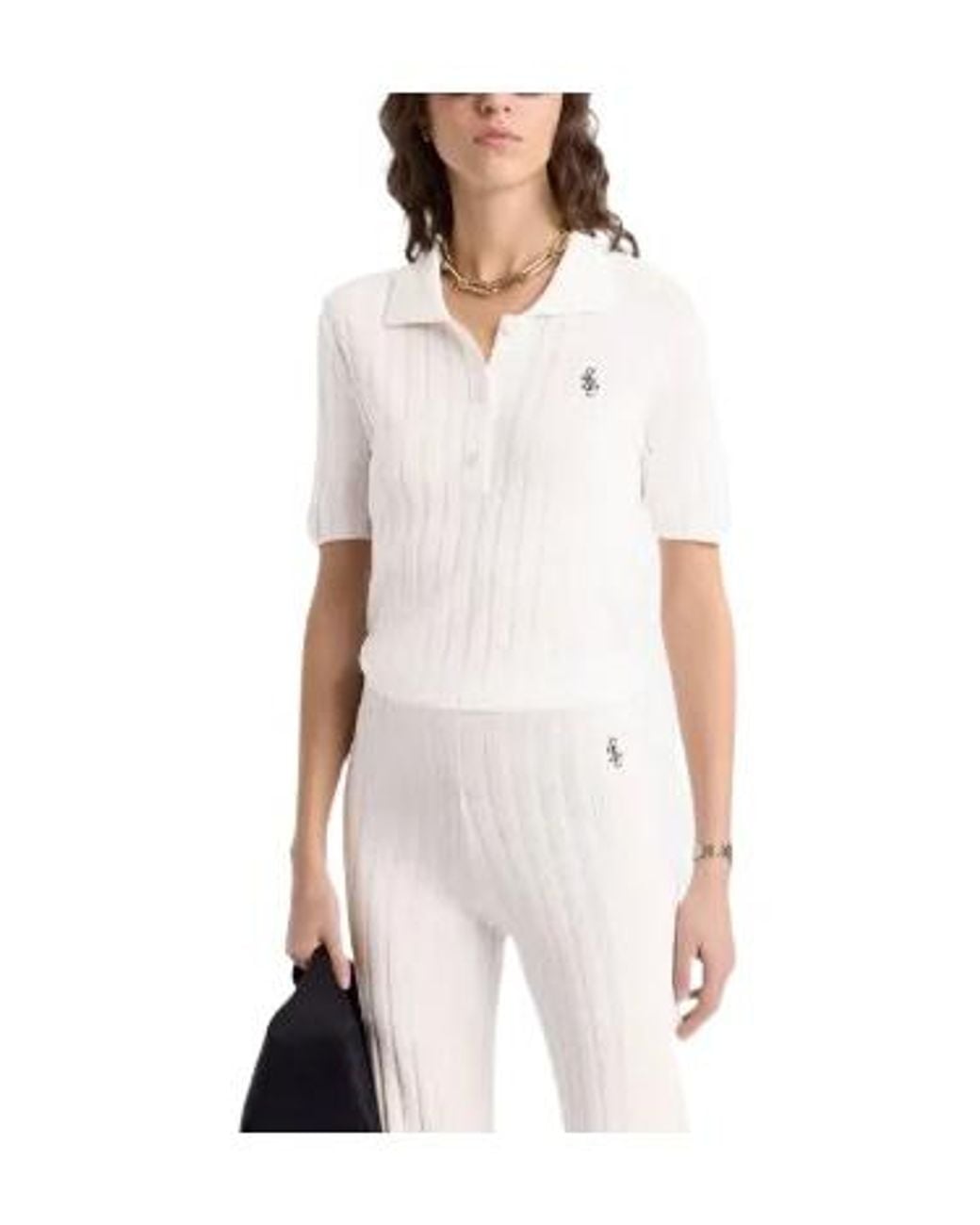 Sporty & Rich White Ribbed Trousers