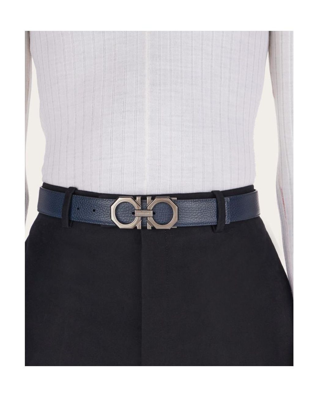 Ferragamo White Ferragamo Logo Buckled Reversible Belt for men